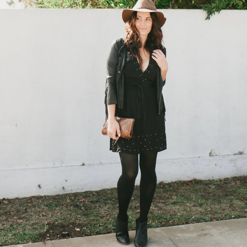 Knot Sisters Black Embroidered Wrap Dress